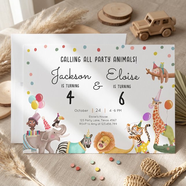 Convite Chamando Todos Animais de Festa Jantar de Aniversá (Criador carregado)