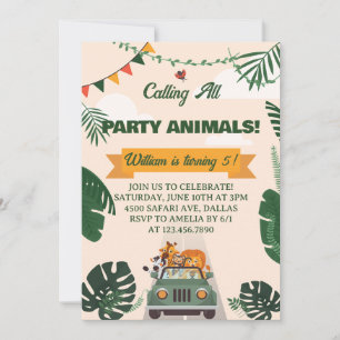 Convite Chamando Todos os Animais da Festa Aniversário Saf