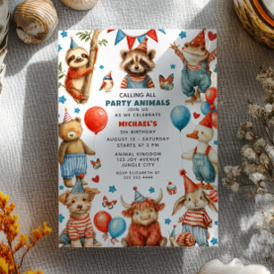Convite Chamando Todos os Animais da Festa de Aniversário 