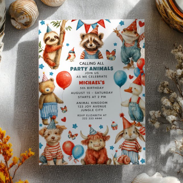 Convite Chamando Todos os Animais da Festa de Aniversário  (Criador carregado)