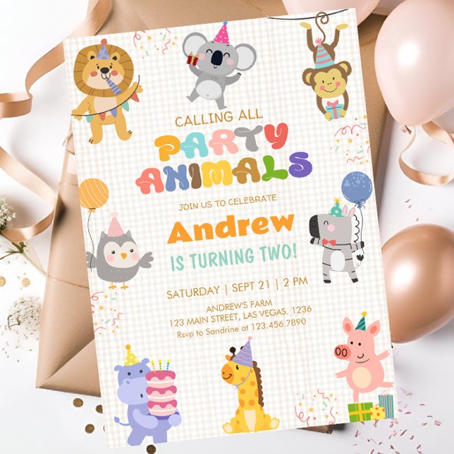 Convite Chamando Todos os Animais da Festa de Aniversário (Criador carregado)