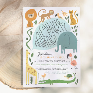 Convite Chamando Todos os Animais de Festa Aniversário S