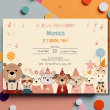 Chamando todos os animais de festa de aniversário