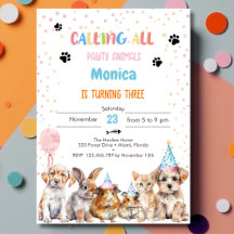 Chamando todos os animais de festa de aniversário