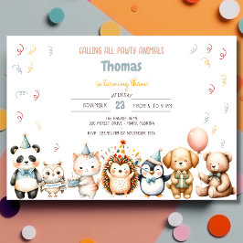 Convite Chamando todos os animais de festa de aniversário