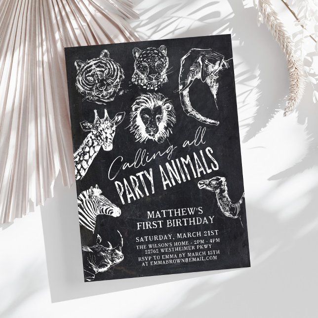 Convite Chamando todos os animais de festa de aniversário  (Criador carregado)