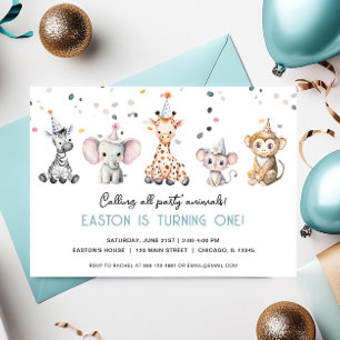 Convite Chamando todos os animais de festa de aniversário 