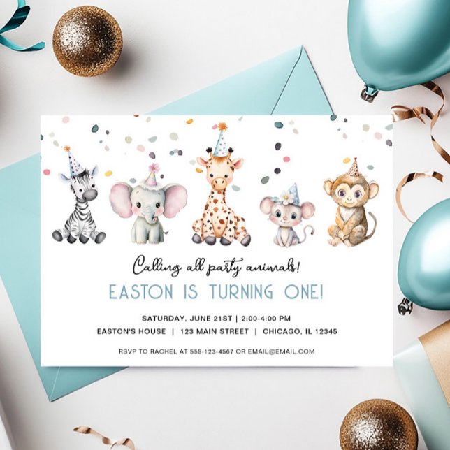 Convite Chamando todos os animais de festa de aniversário  (Criador carregado)