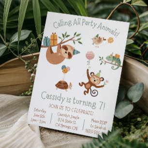 Convite Chamando todos os animais de festa! Festa de anive