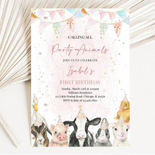 Convite Chamando Todos os Animais de Festa Menina da Fazen