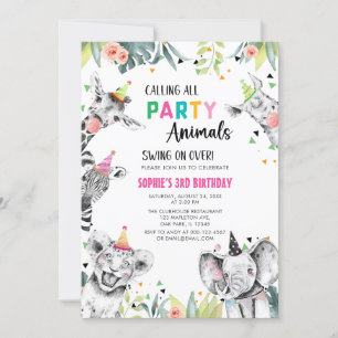 Convite Chamando todos os animais de festa Safari Birthday