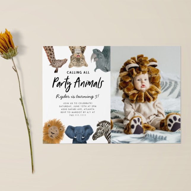 Convite Chamando todos os animais de festa Safari Foto de  (Criador carregado)