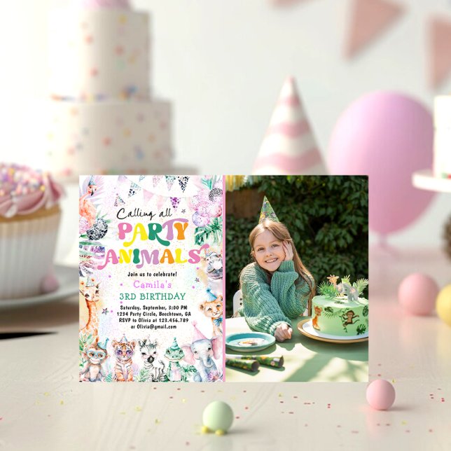 Convite Chamando todos os animais de festa Safari Jungle B (Criador carregado)