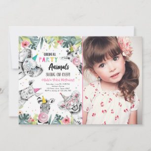 Convite Chamando Todos Os Animais De Festas De Garota Safa