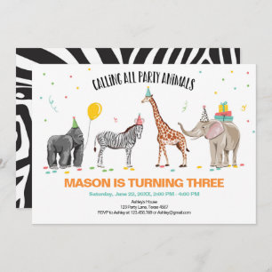 Convite Chamando todos os animais de partido jardim