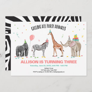 Convite Chamando todos os animais de partido jardim