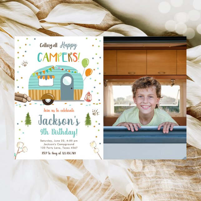 Convite Chamando Todos Os Campos Felizes Acampando Rapaz A (Criador carregado)