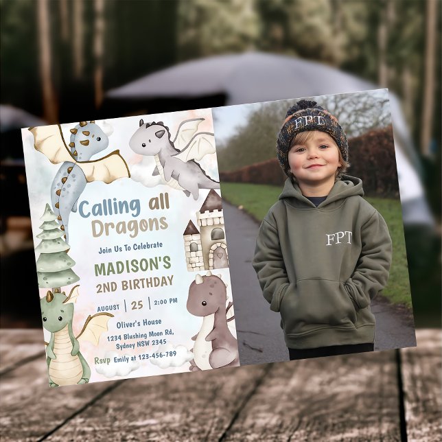 Convite Chamando Todos os Dragões de Foto de segundo anive (Criador carregado)