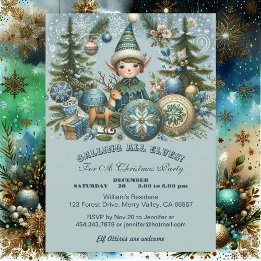 Convite Chamando todos os Elves Snowflakes de Festa de Nat