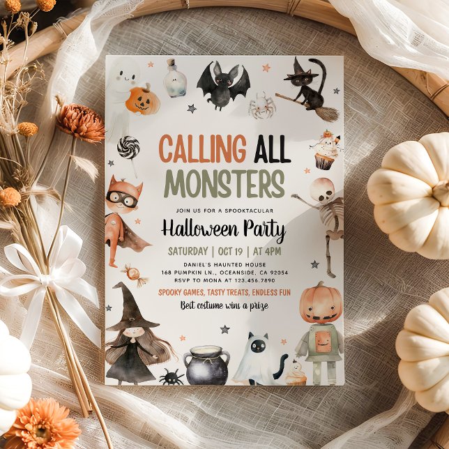 Convite Chamando todos os monstros de Festa de Dia das Bru (Criador carregado)
