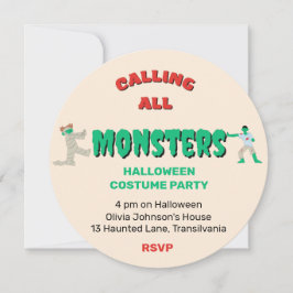 Convite Chamando todos os monstros do Festa de Halloween
