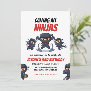 Convite Chamando todos os Ninjas-Kid's Ninja Birthday