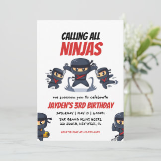Convite Chamando todos os Ninjas-Kid's Ninja Birthday