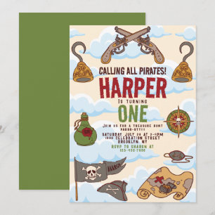 Convite Chamando todos os piratas a falar como um aniversá