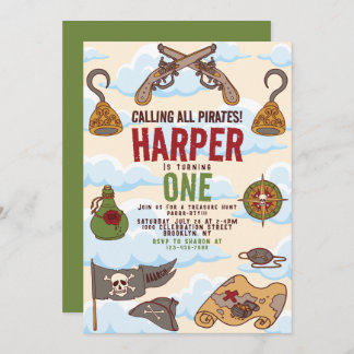 Convite Chamando todos os piratas a falar como um aniversá