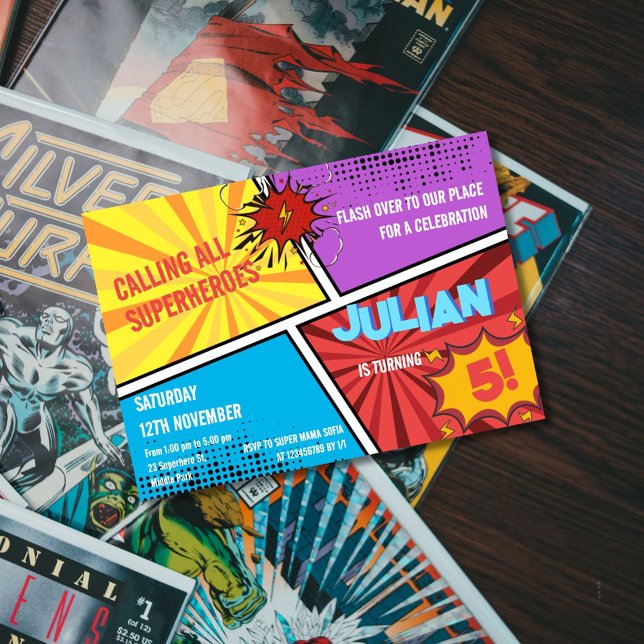 Convite Chamando todos os super-heróis de Aniversário de c (Criador carregado)