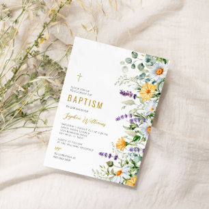 Convite Chamomile & Eucalipto Flores Selvagens Baptismo