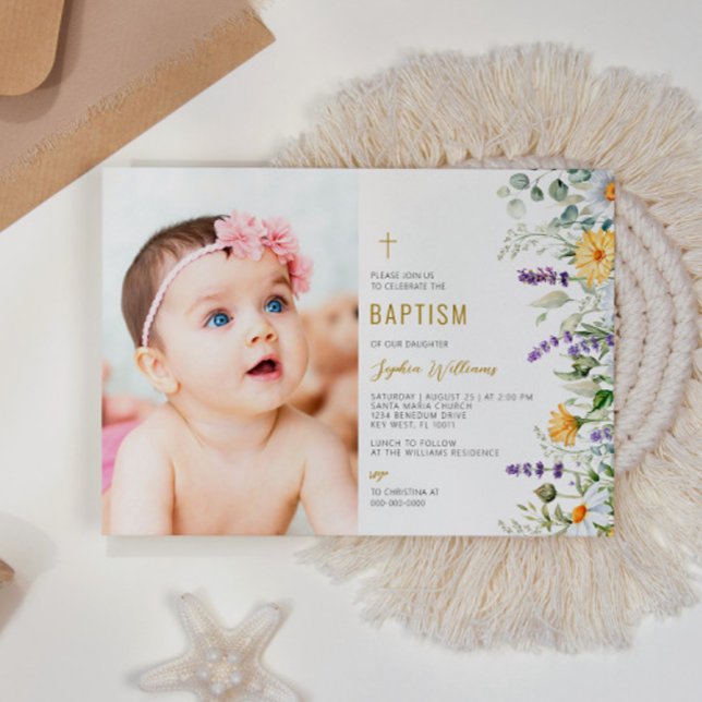 Convite Chamomile & Eucalyptus Photo Baptism (Criador carregado)