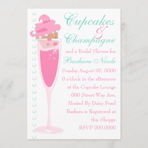 Convite Champage, cupcakes & pérolas
