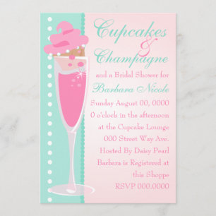 Convite Champage, cupcakes & pérolas