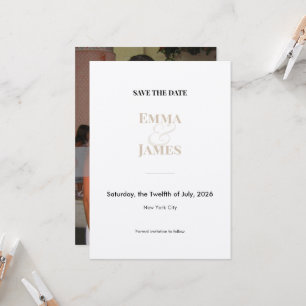 Convite Champagne Ampersand Foto Salve o Dia Casamento