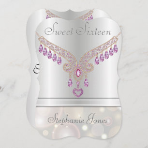 Convite Champagne Bokeh Pink Sapphire Doce Dezesseis