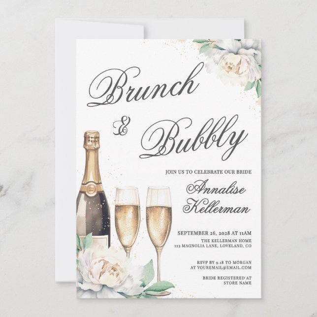Convite Champagne Brunch And Bubbly Bridal Shower (Frente)