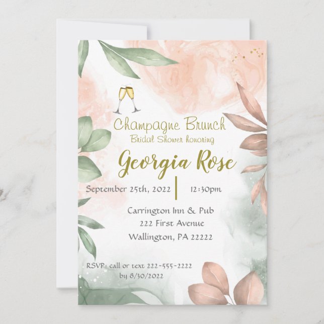 Convite Champagne brunch bridal shower invitation (Frente)
