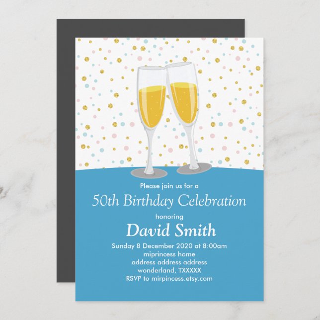 Convite Champagne Brunch e Bubbles Bois (Frente/Verso)