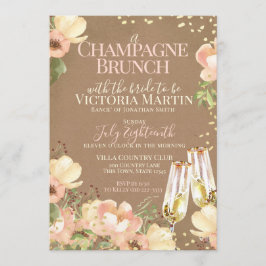 Convite Champagne Brunch Sparkle Floral Chá de panela