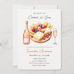 Convite Champagne & Charcuterie Aniversário de 30 anos Bru