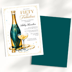 Convite Champagne Cinquenta & Fabuloso Aniversário de 50 a