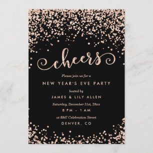 Convite Champagne Confetti Dots - Véspera de ano novo