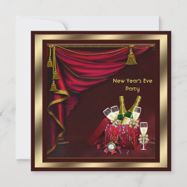 Convite Champagne Confetti - Véspera de ano novo (Frente)