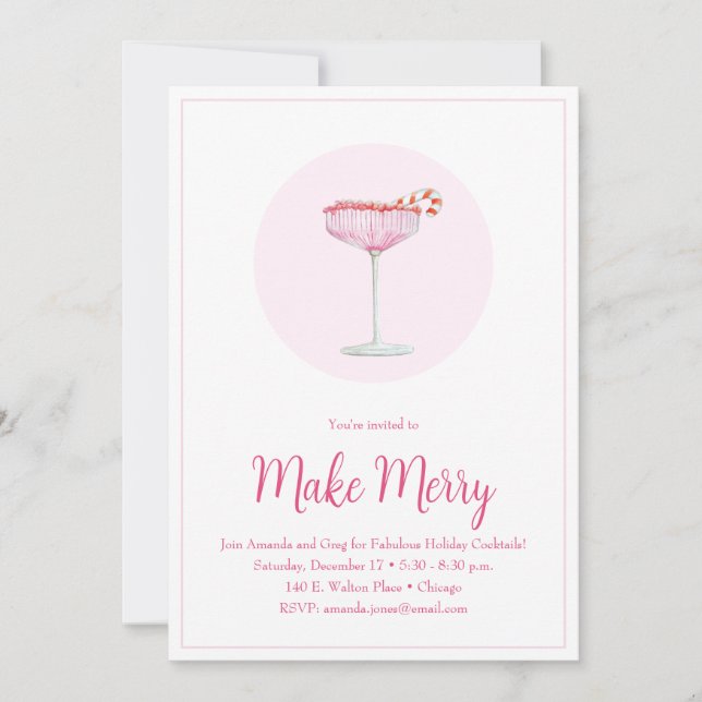 Convite Champagne cor-de-rosa pode festejar (Frente)