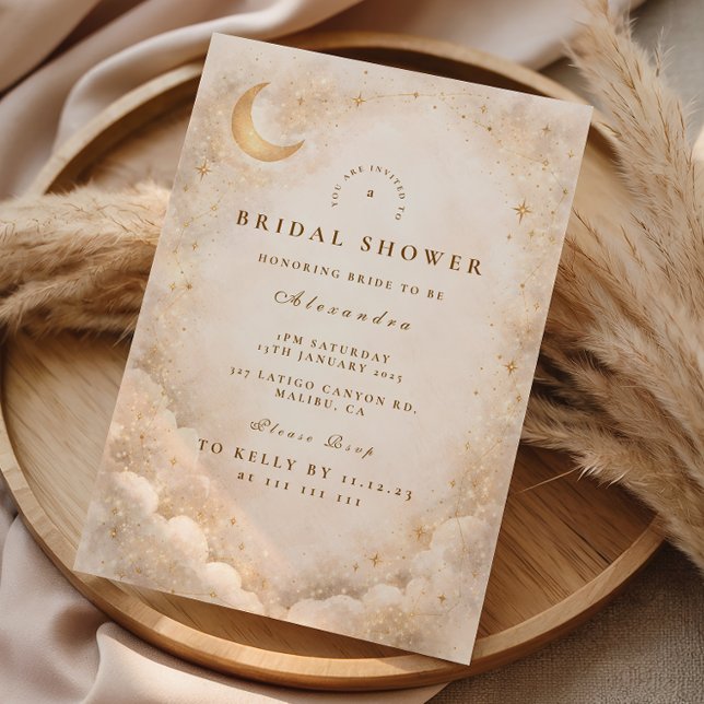 Convite Champagne Crescent Moon Bridal Shower (Criador carregado)