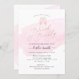 Convite Champagne de aquarela rosa PixDezines Brunch