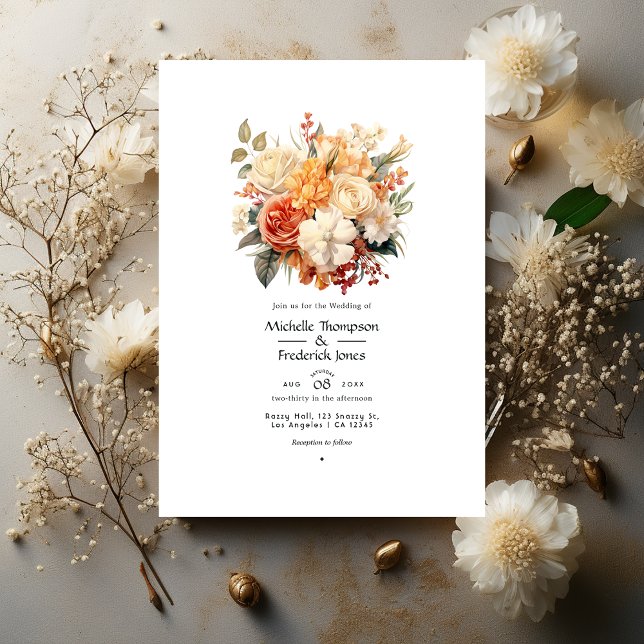 Convite Champagne e Ivory Floral Invitation (Criador carregado)