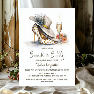 Convite Champagne e Sapatos de Bolinhas Brunch e Bolhas