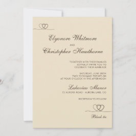Convite Champagne Elegant Chic Calligraphy Wedding